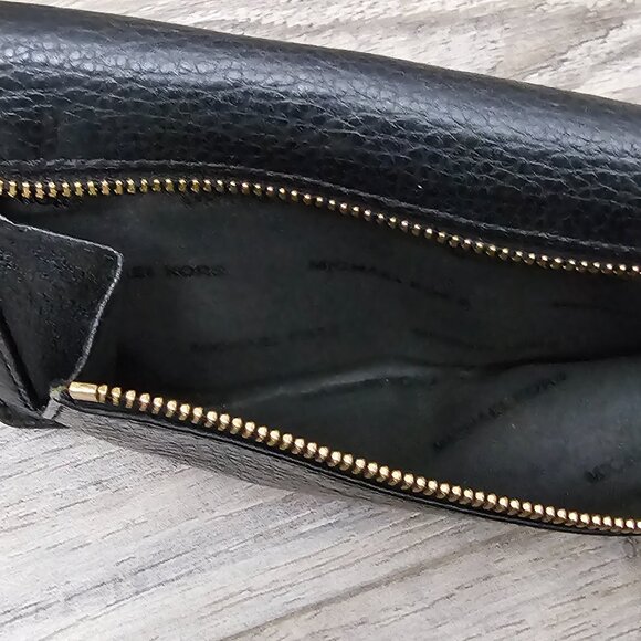 Michael Kors Jet Set Soft Pebbled Leather Travel Large Black Flat Wallet - Picture 8 of 12